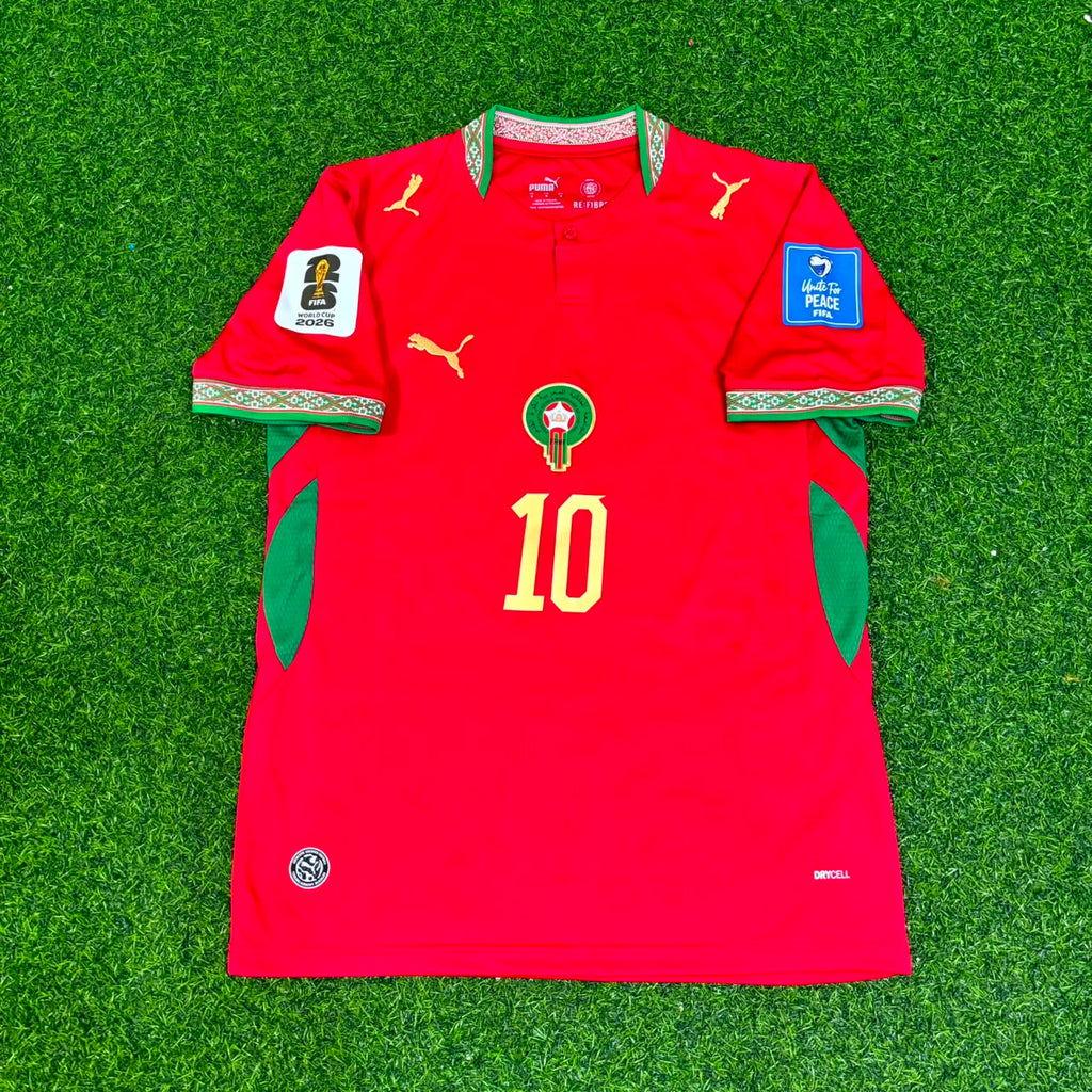 Brahim Diaz Morocco 2026 World Cup Home Red Football Jersey – Front View