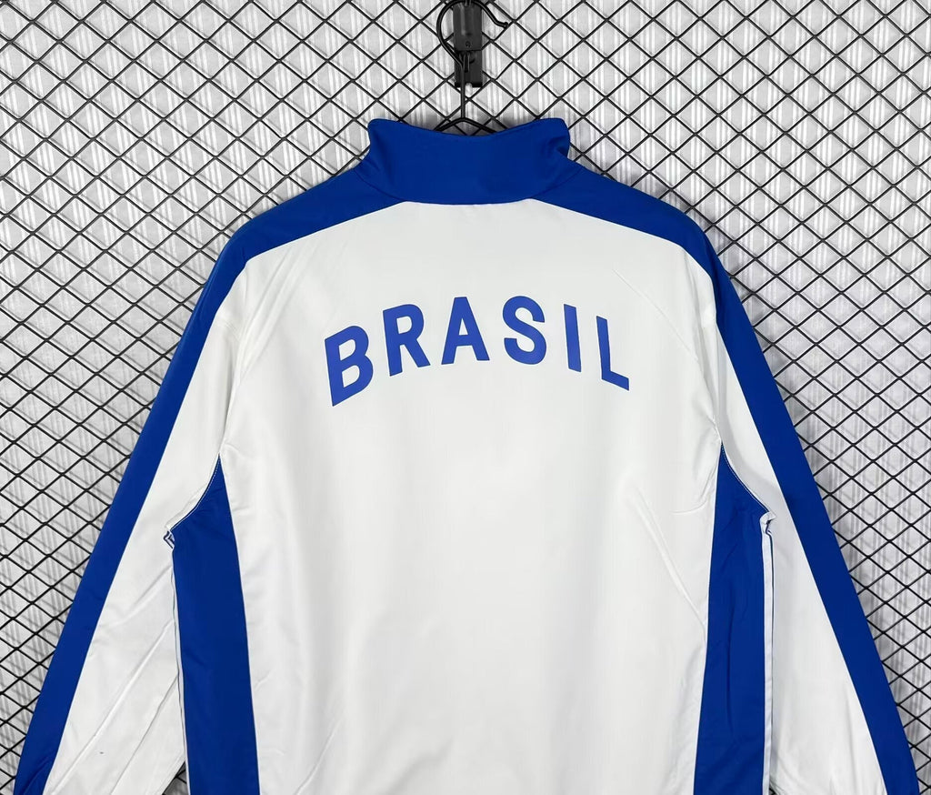 1998 Brazil White Retro Windbreaker Jacket Jersey – Detailed View
