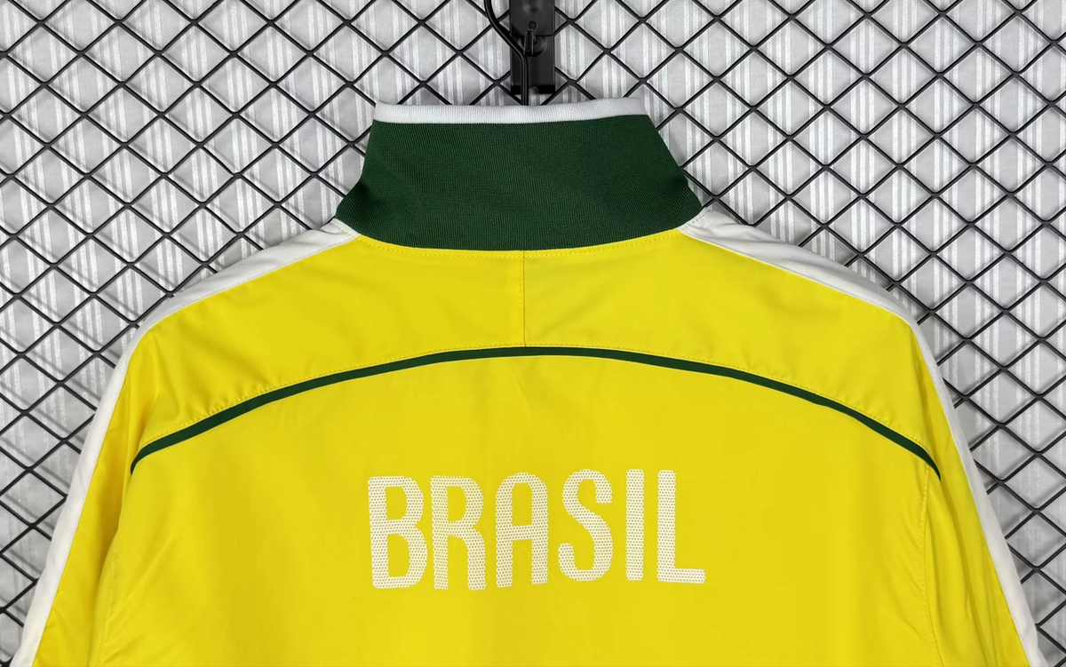 2010/11 Brazil Yellow Retro Windbreaker Jacket Jersey – Detailed View