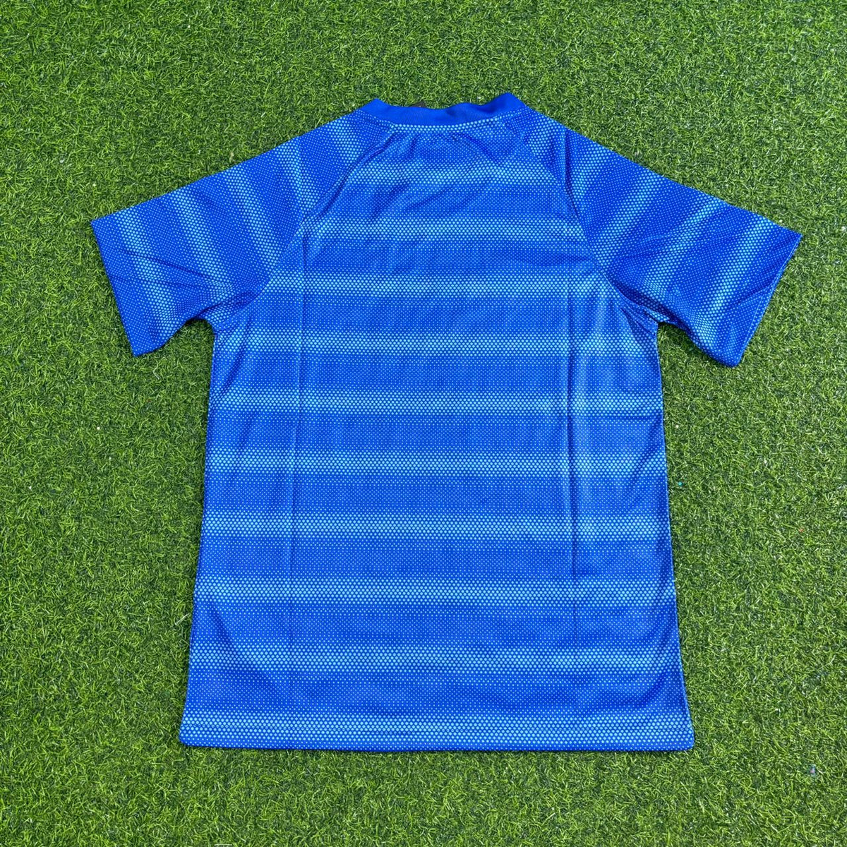 2014 Brazil Blue Retro Football Jersey – Front View