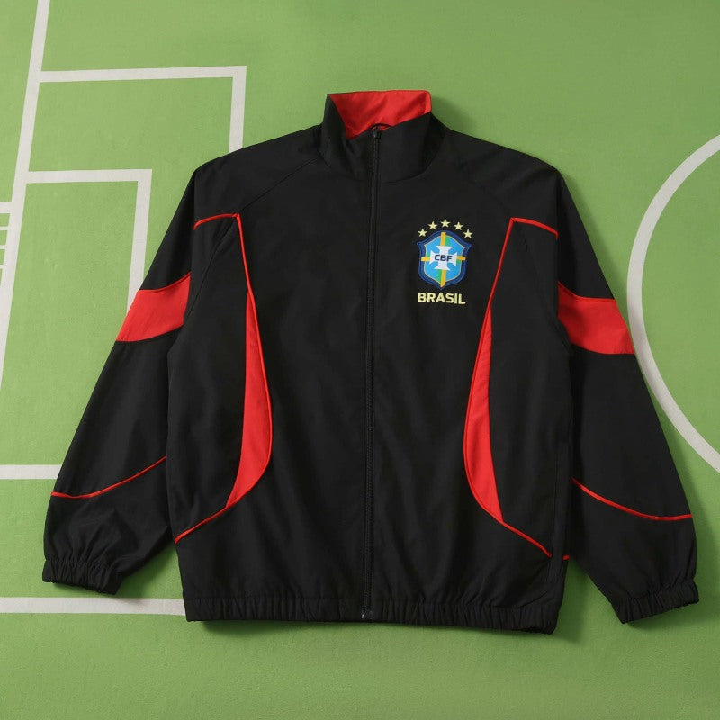 2026 Brazil World Cup Black Red Windbreaker Jacket – Back View