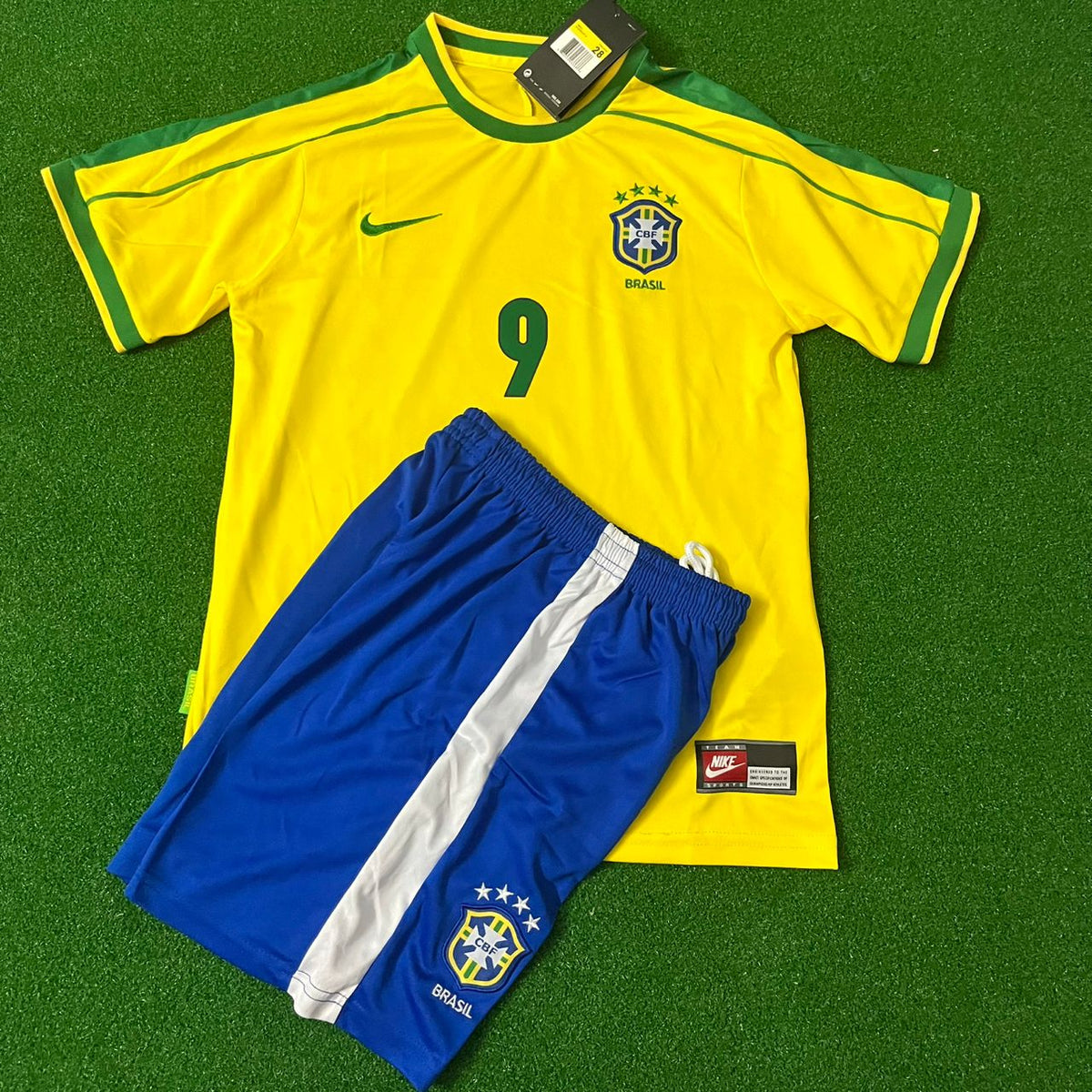 1998 Ronaldo Nazario Brazil Home Kids Kit Football Jersey for Children – Detailed View