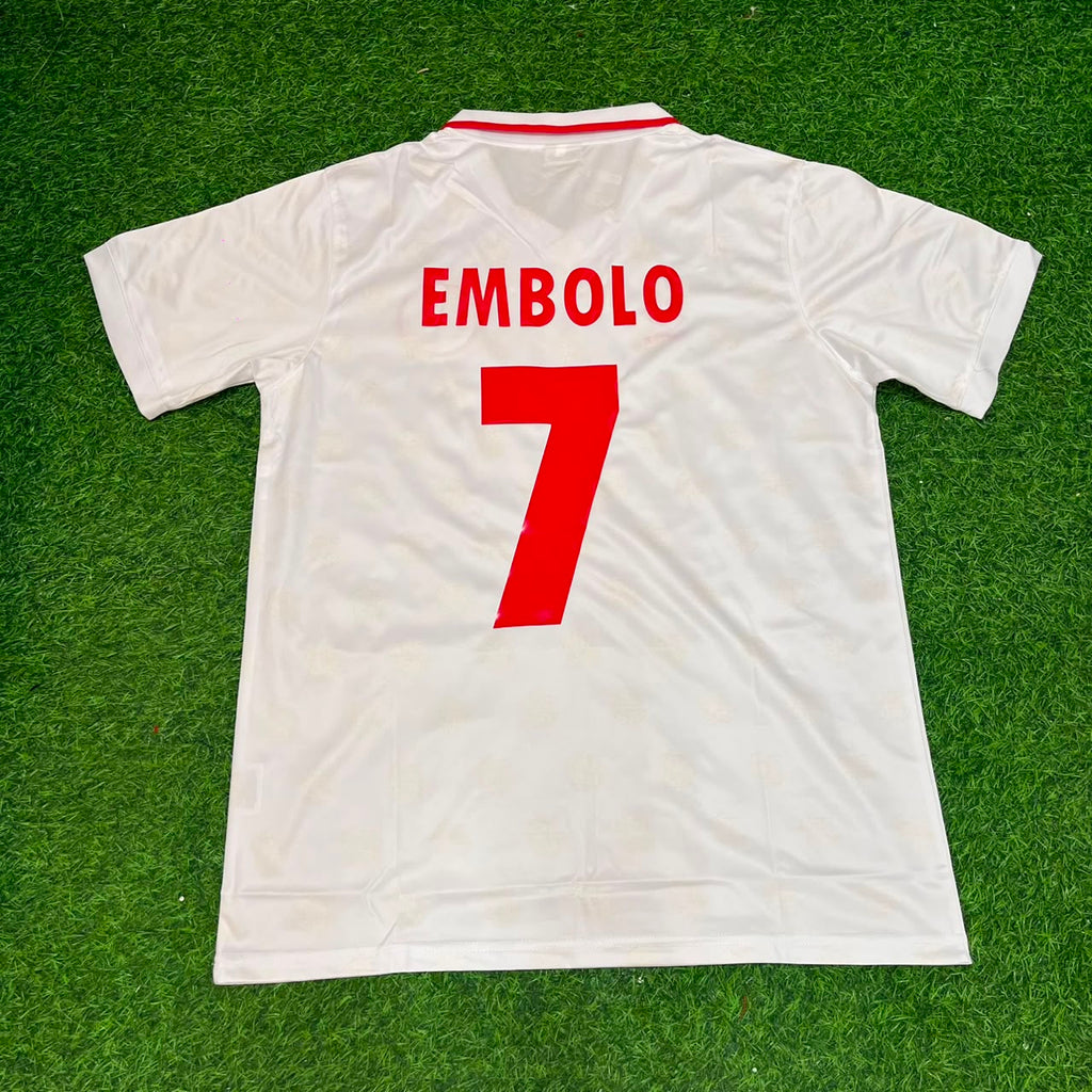 Breel Embolo Switzerland White Retro Football Jersey – Back View
