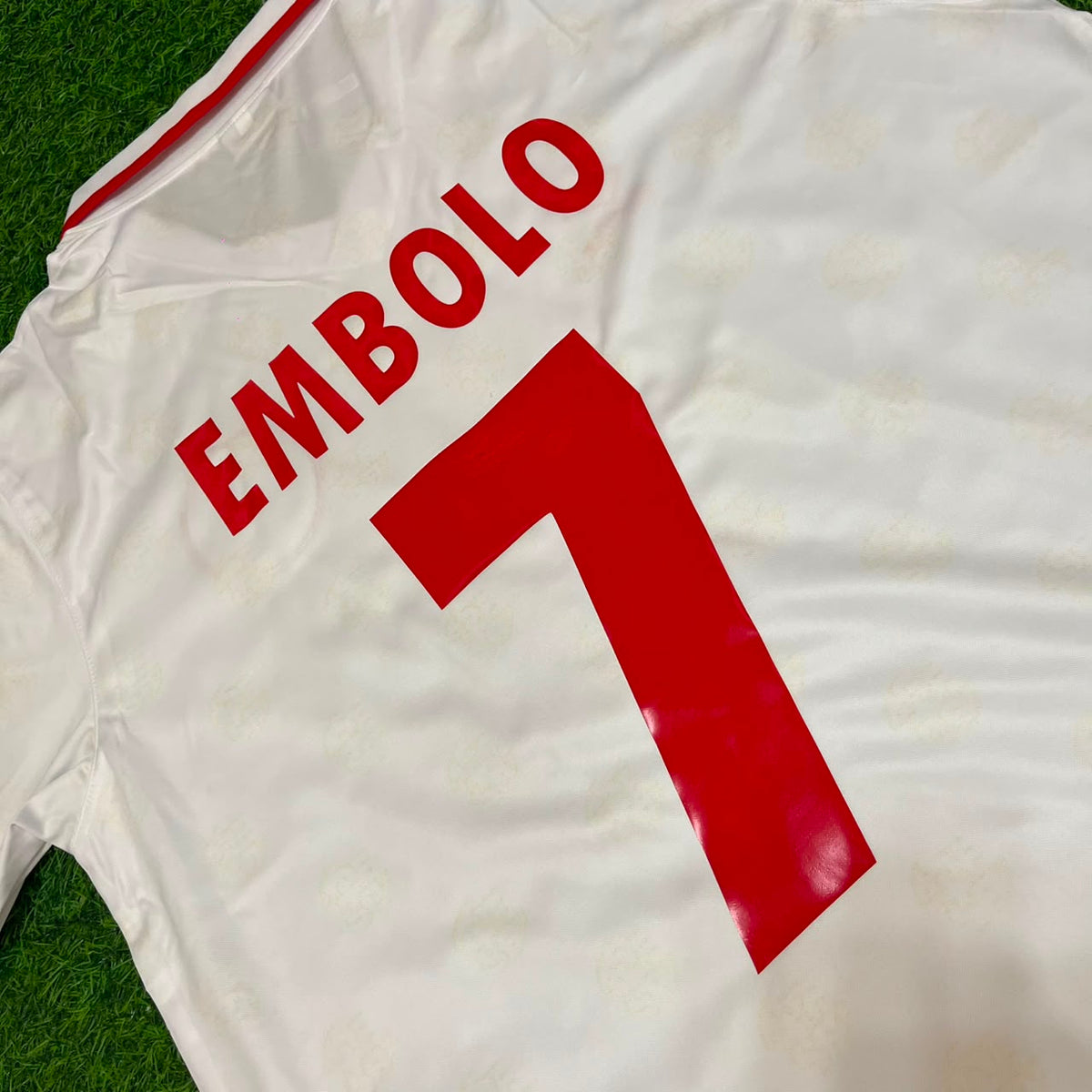 Breel Embolo Switzerland White Retro Football Jersey – Detailed View