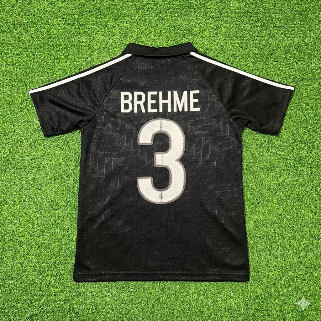 1990 Andreas Brehme Deutschland WM Schwarzes Retro Fußballtrikot Jersey – Back View