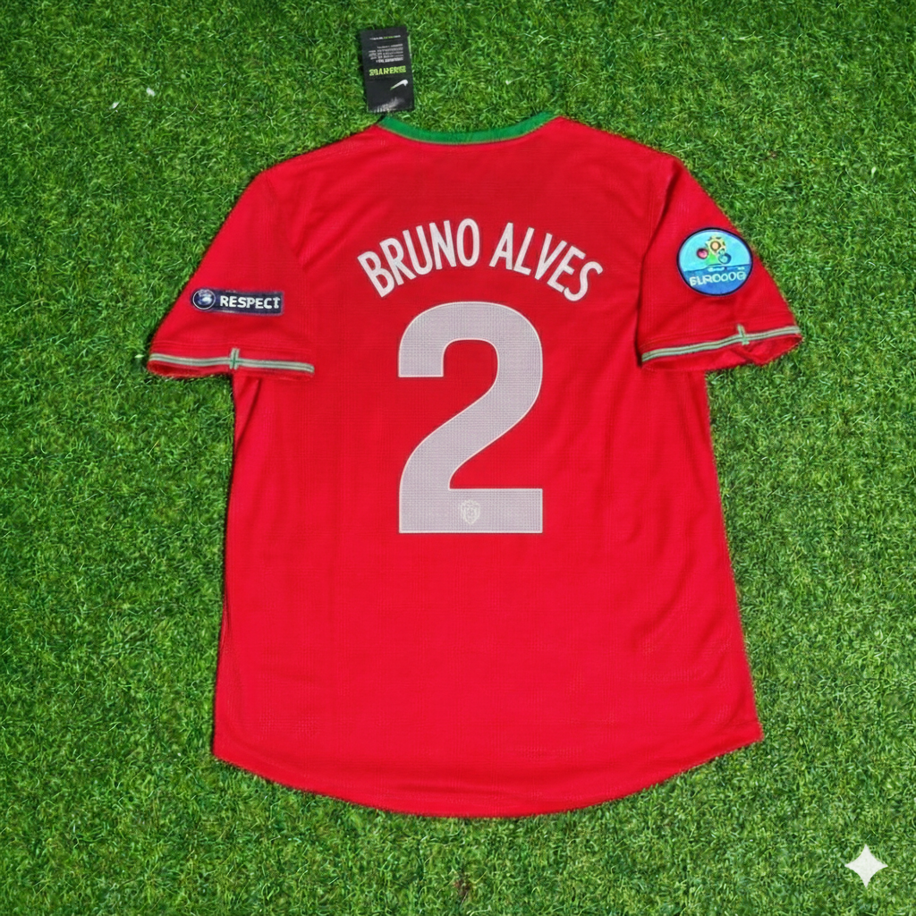 Portugal Euro 2012 Red Retro Football Jersey – Bruno Alves – Back View
