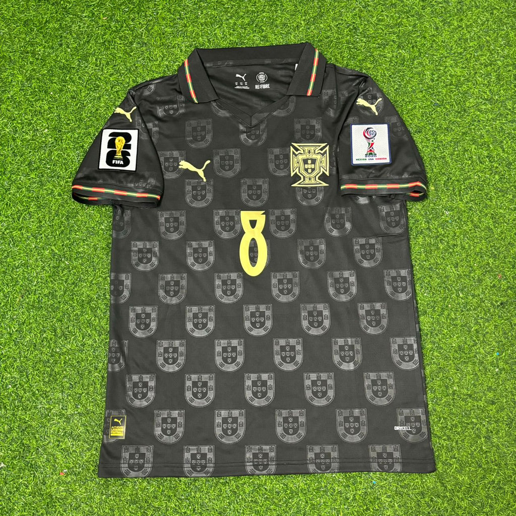 Bruno Fernandes #8 Portugal 2026 World Cup Black Football Jersey – Front View