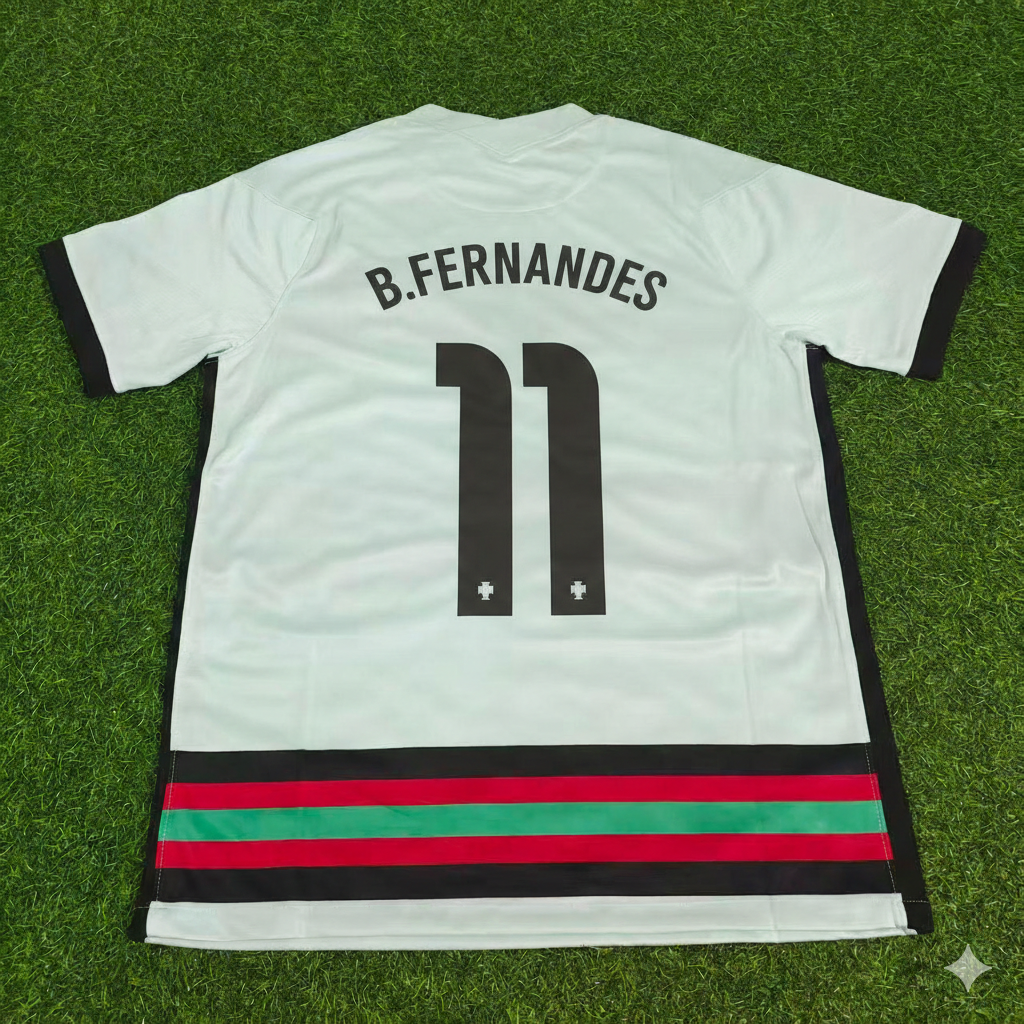 2020 Portugal EURO Bruno Fernandes Retro Away Football Jersey – Back View