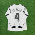 Germany World Cup Long Sleeve White Retro Football Jersey – Guido Buchwald – Back View