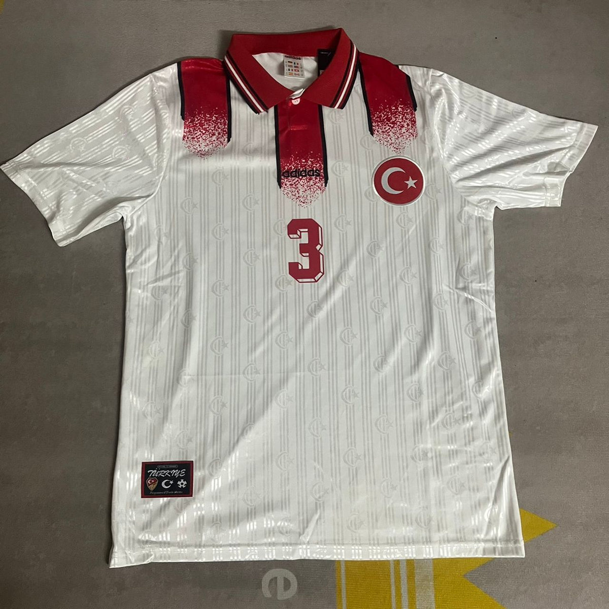 Türkiye 1996 White Retro Football Jersey – Bülent Korkmaz – Front View