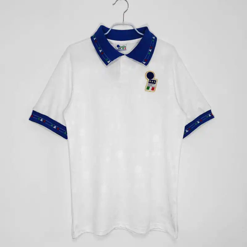 Italy 1994 Away White Retro Soccer Jersey Football – Detailed View