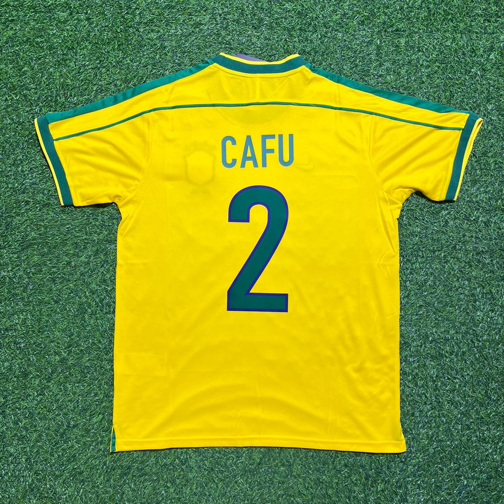 Cafu #2 Brazil 1998 World Cup Home Retro Jersey – Back View