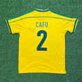 Cafu #2 Brazil 1998 World Cup Home Retro Jersey – Back View