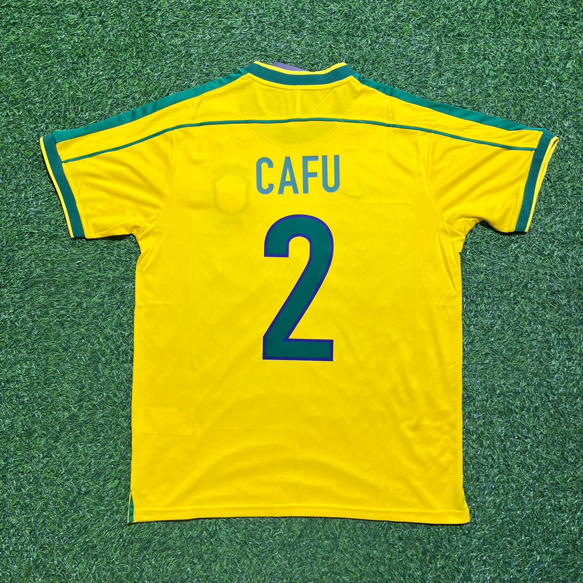Cafu #2 Brazil 1998 World Cup Home Retro Jersey – Back View