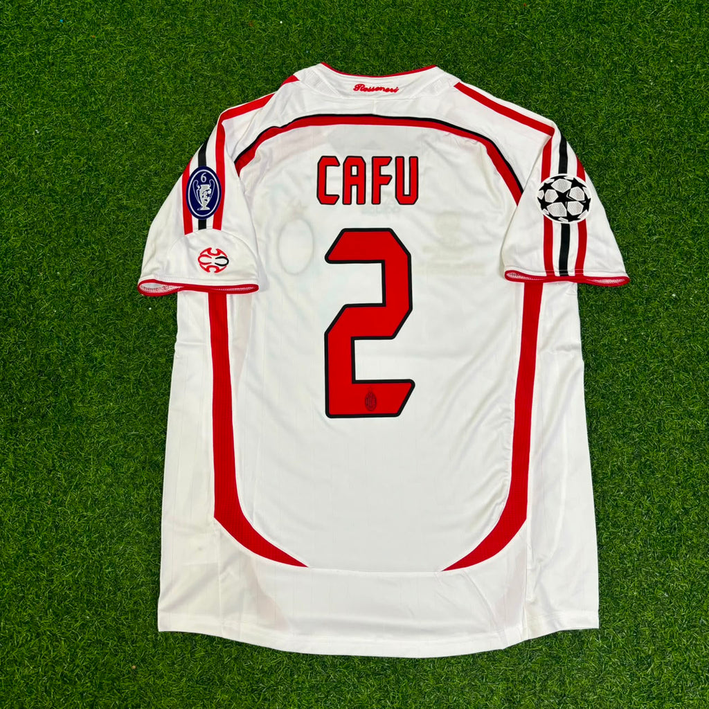 2007 Cafu Milan CL Final White Retro Football Jersey – Back View