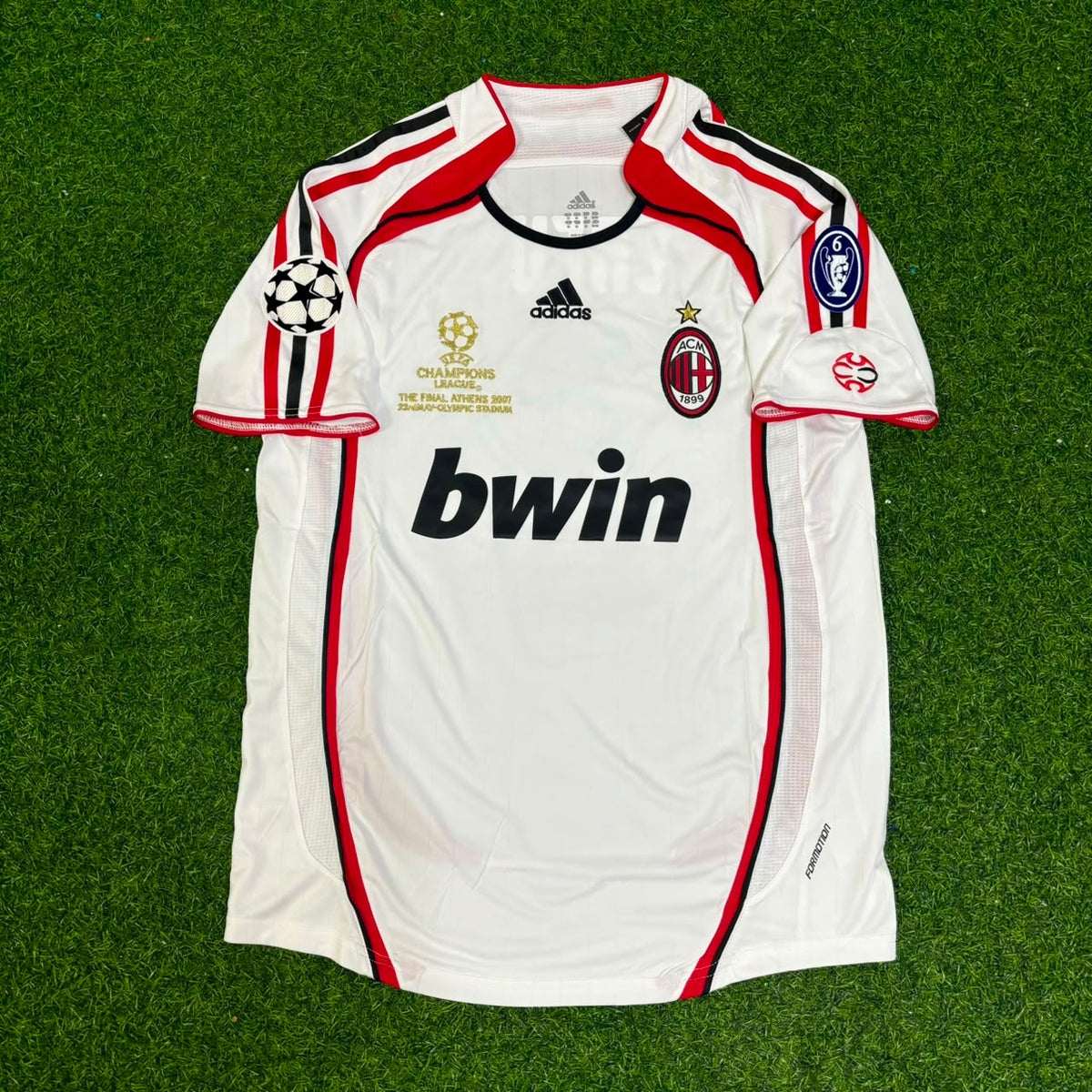 2007 Cafu Milan CL Final White Retro Football Jersey – Front View