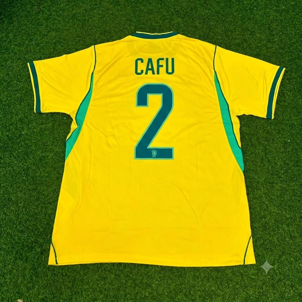 Cafu Brazil Commemorative Special Retro Football Jersey – Back View