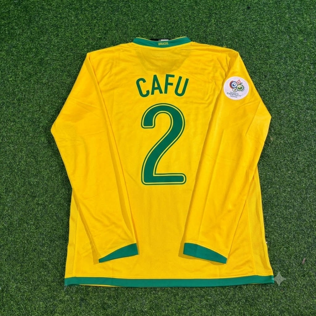2006 Brazil World Cup Cafu #2 Long Sleeve Football Jersey – Back View