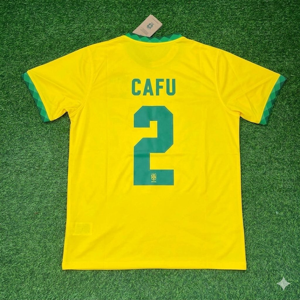 Cafu Brazil Football Retro Football Jersey – Back View