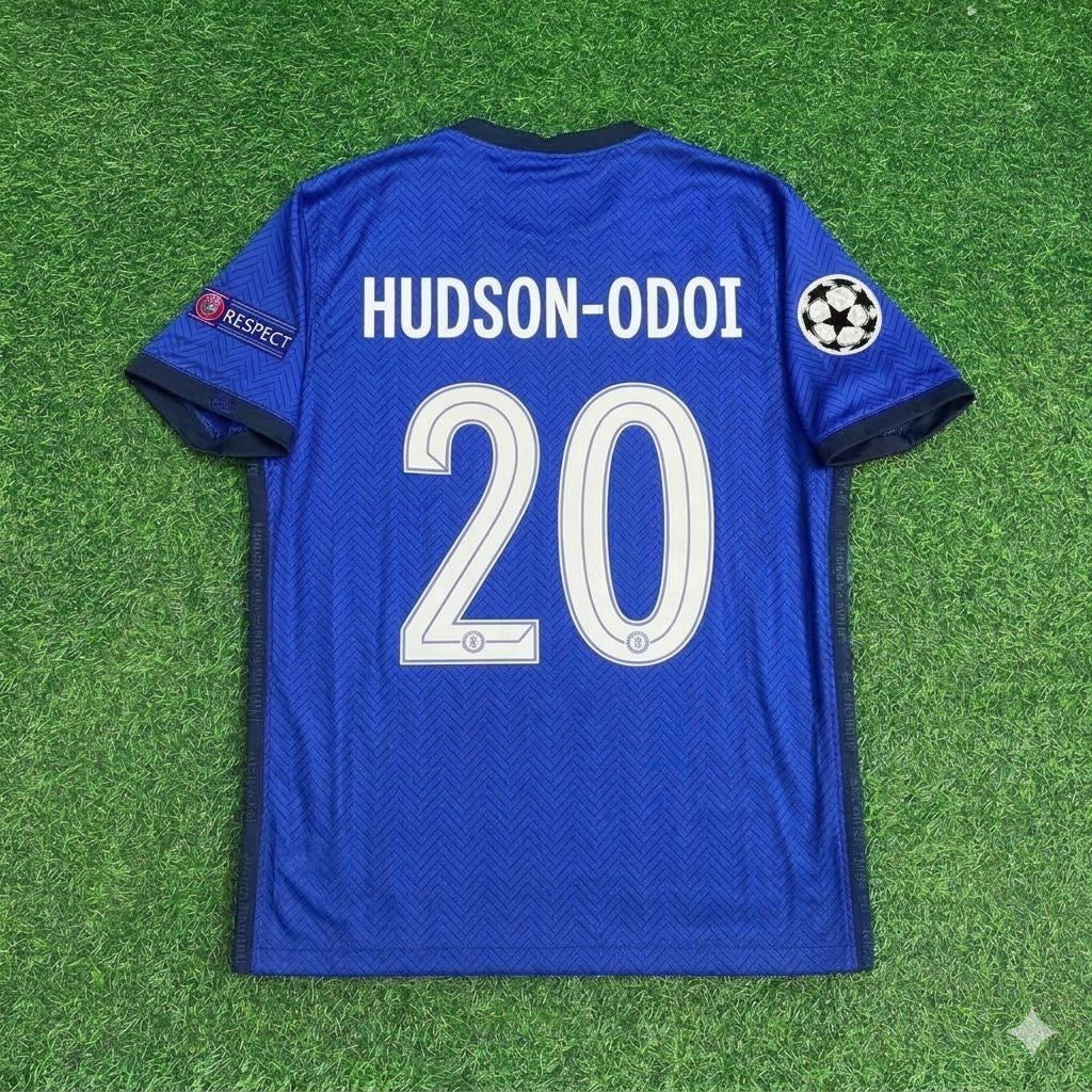 Chelsea 2021 Champions League Final Blue Retro Football Jersey – Callum Hudson-Odoi 20- – Back View
