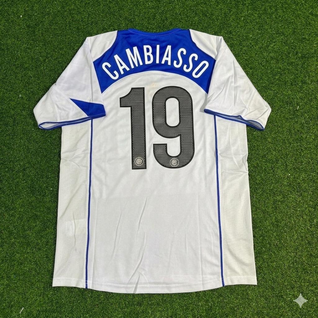 2004/05 Esteban Cambiasso Inter Milan Retro White Football Jersey – Back View