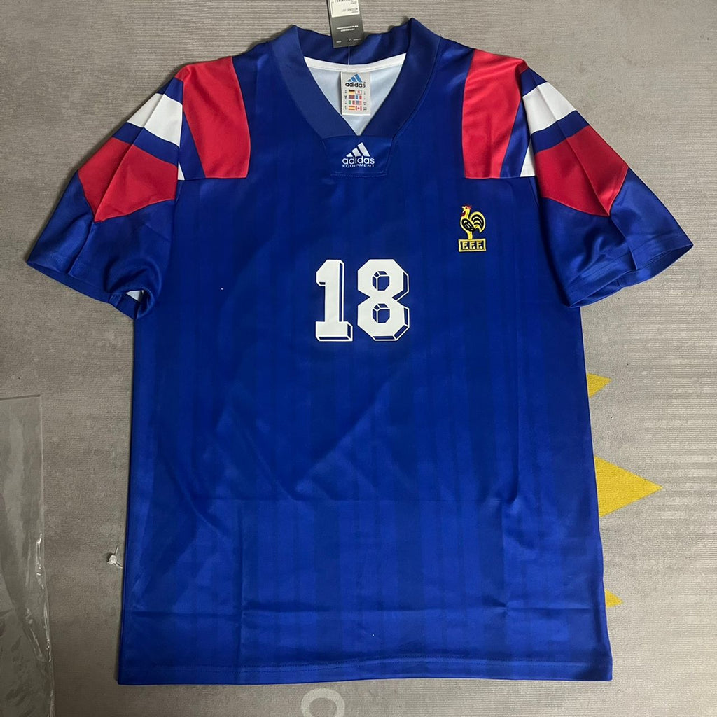 Eric Cantona 1992/93 France Blue Retro Jersey – Front View