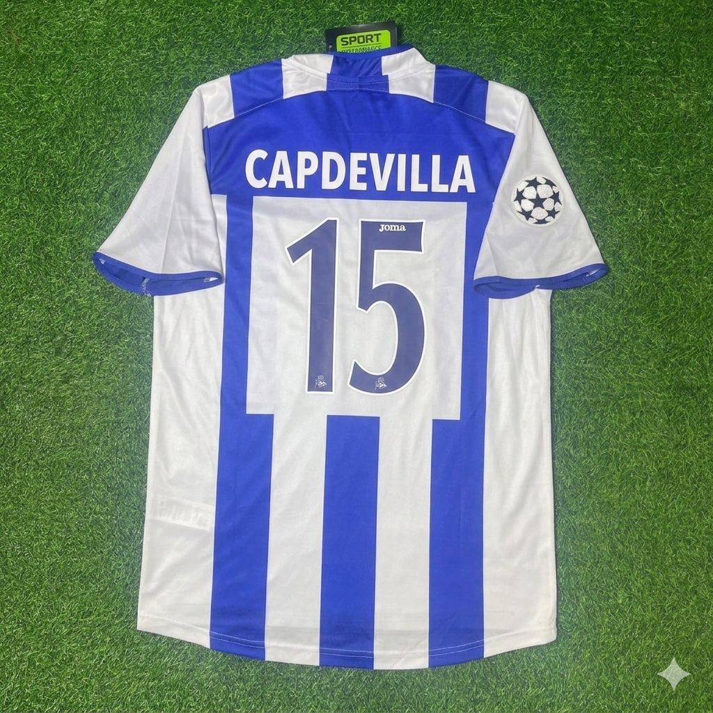 2003 Joan Capdevilla Deportivo La Coruna 2004 Retro Football Jersey – Back View