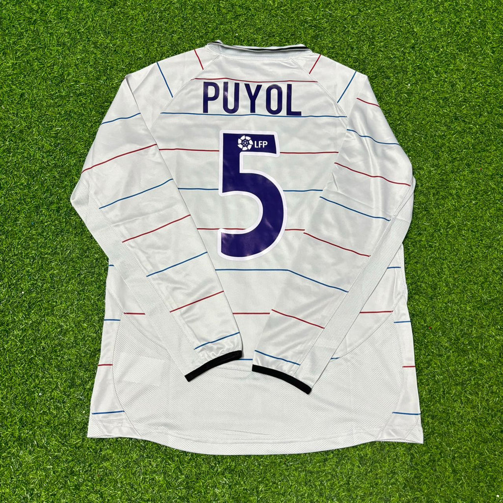 2003 Carles Puyol #5 Barcelona 2004 Away Long Sleeve Retro Football Jersey Collection – Back View