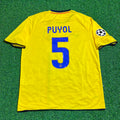 2008/09 Carles Puyol Barcelona Yellow Retro Football Jersey – Back View