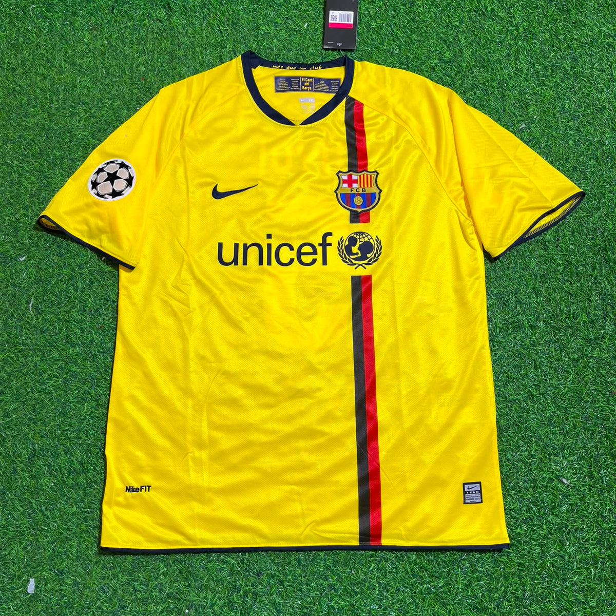 2008/09 Carles Puyol Barcelona Yellow Retro Football Jersey – Front View