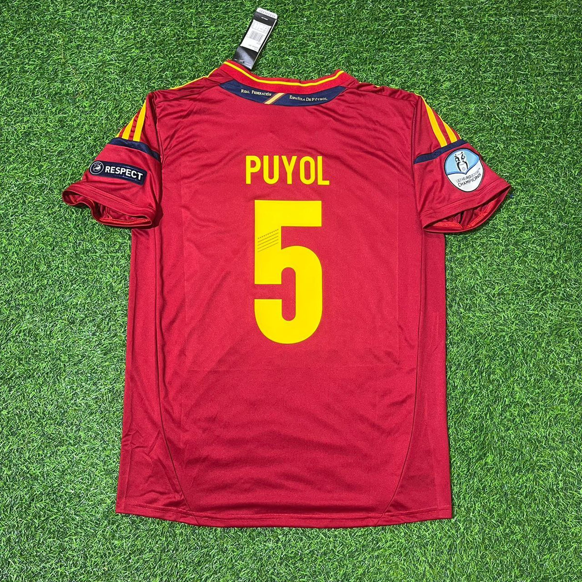 2012 Spain EURO Carles Puyol Final Retro Football Jersey – Back View