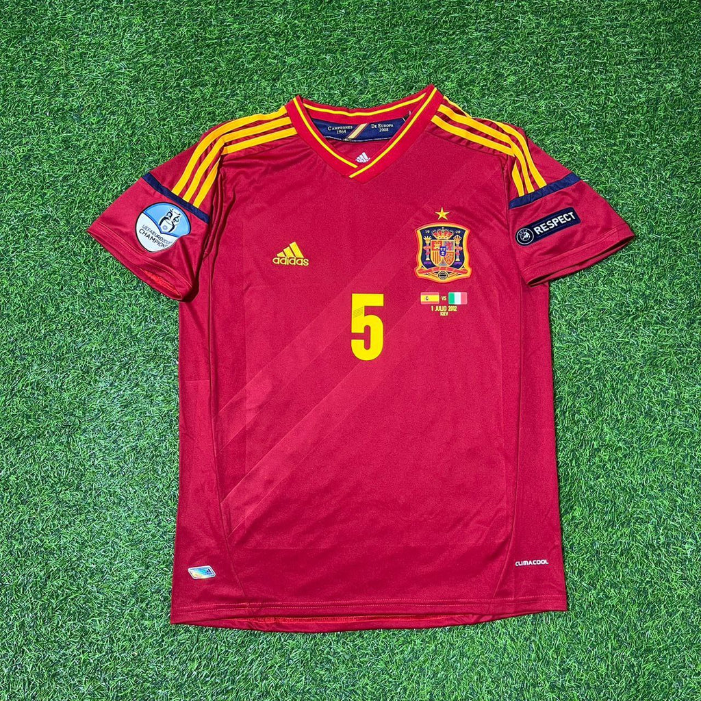 2012 Spain EURO Carles Puyol Final Retro Football Jersey – Front View