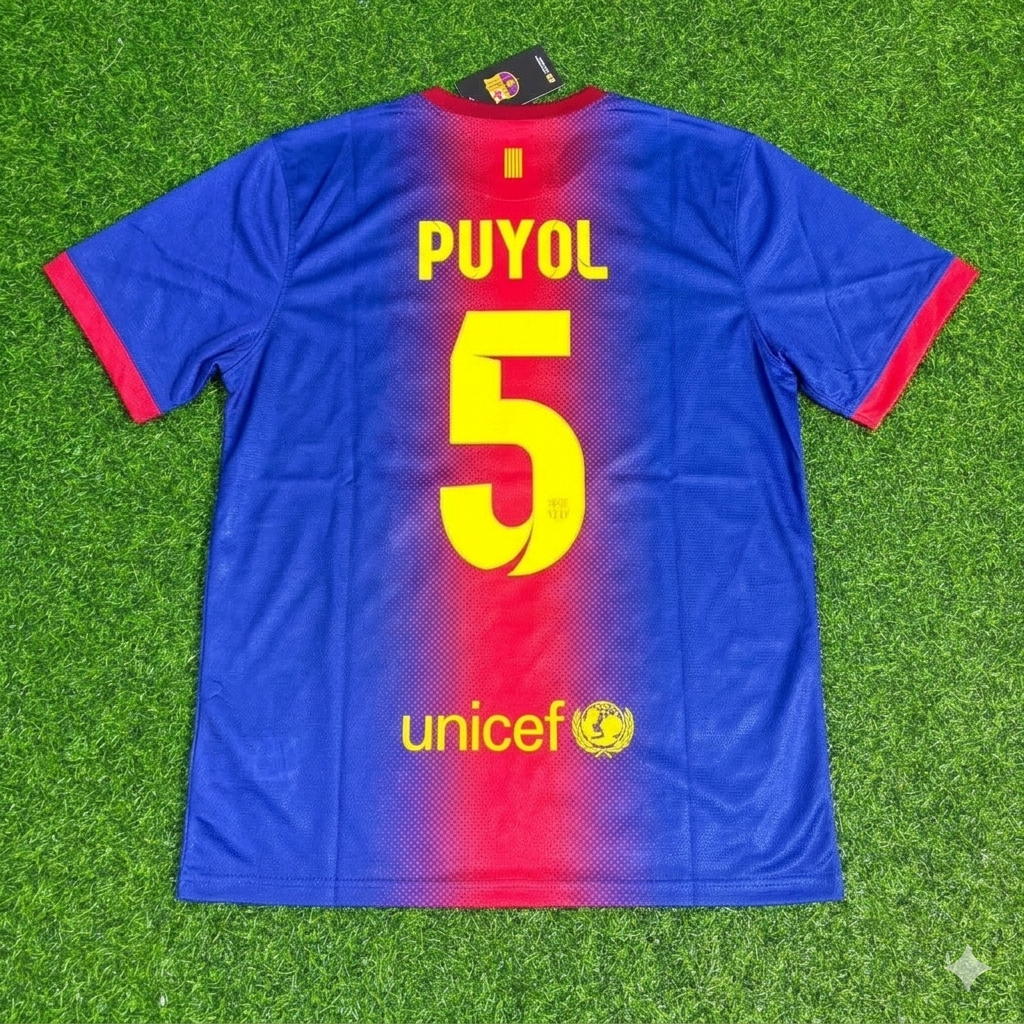 2012/13 Carles Puyol Barcelona Retro Home Football Jersey – Back View