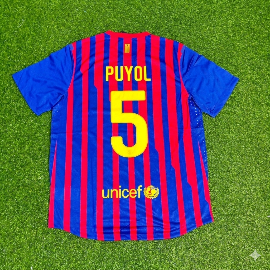 2011/12 Carles Puyol Barcelona Retro Home Football Jersey – Back View