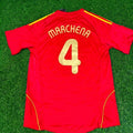 Carlos Marchena #4 Spain EURO 2008 Red Home Retro Football Jersey – Back View