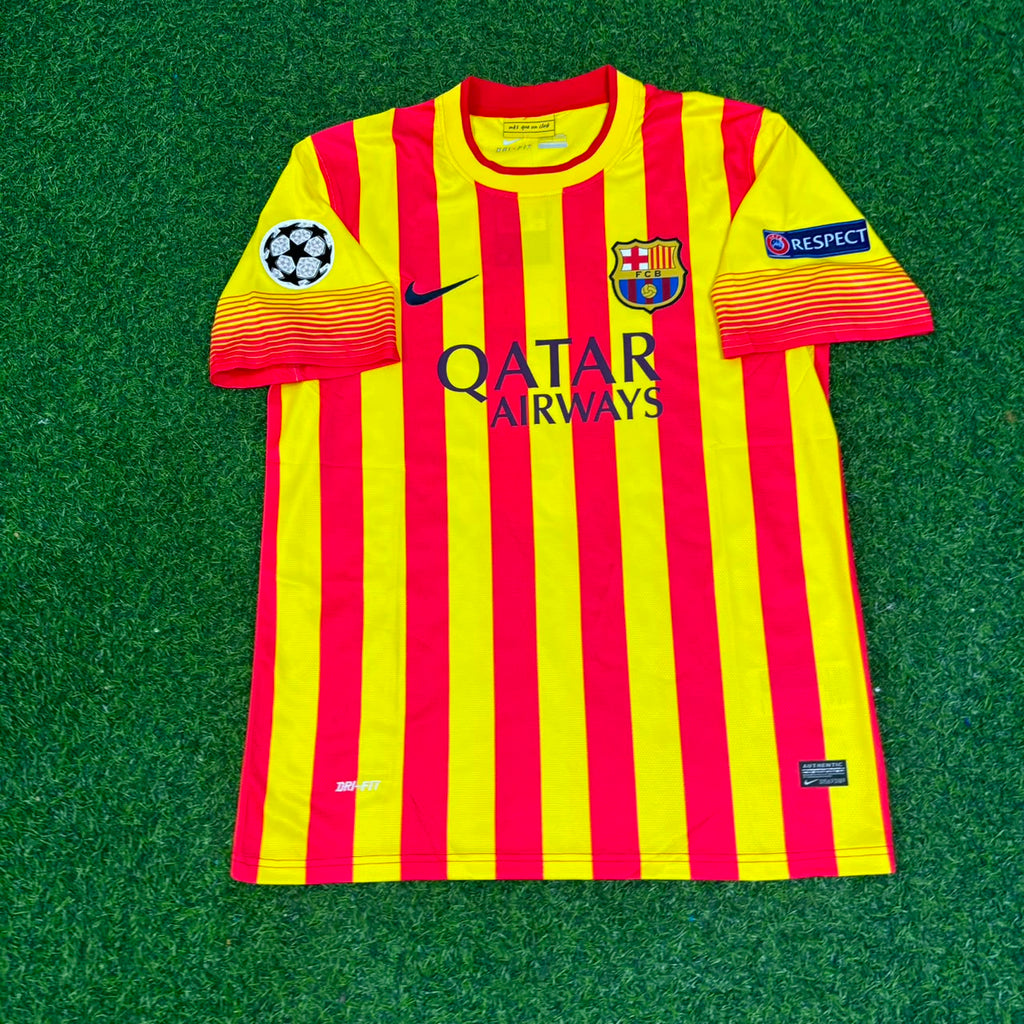 2013/14 Carles Puyol 5 - Barcelona Yellow Red Retro Football Jersey – Front View