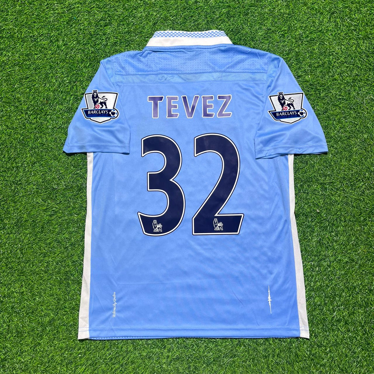 2011/12 Carlos Tevez 32 Manchester City Home Kit Blue Retro Football Jersey – Back View