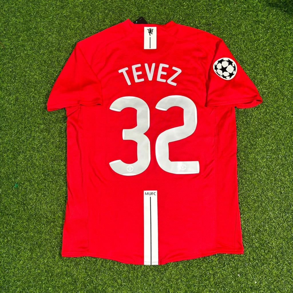2008 Carlos Tevez #32 Manchester United Champions League Final Retro Football Jersey – Back View