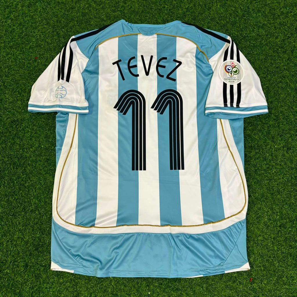 Argentina 2006 World Cup Retro Soccer Jersey – Carlos Tevez – Back View