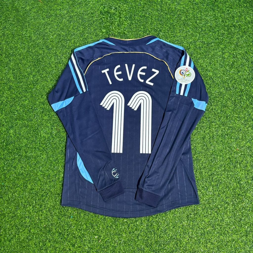 Argentina 2006 World Cup Long Sleeve Retro Football Jersey – Carlos Tevez – Back View
