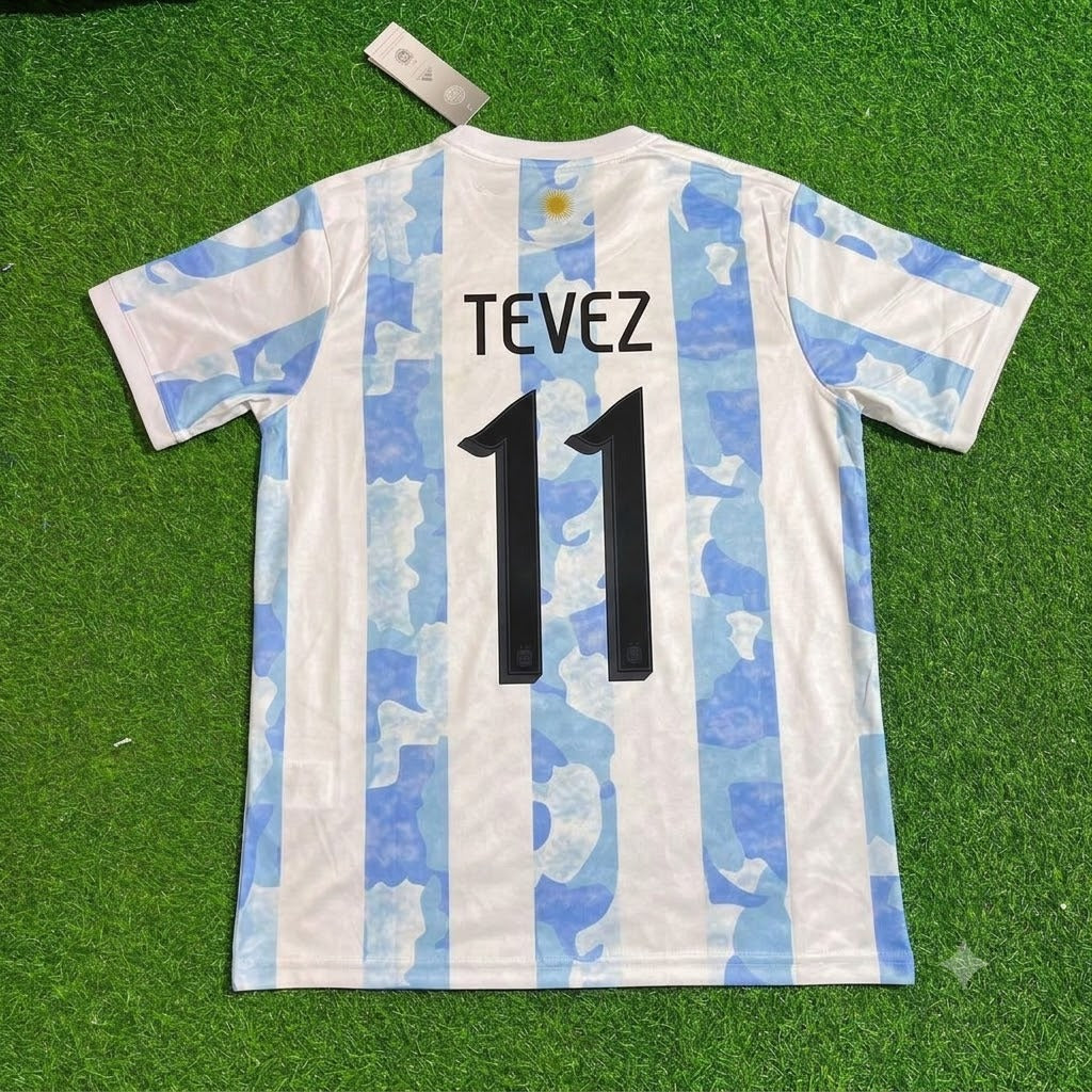 Carlos Tevez - Argentina Retro Kit Jersey – Back View