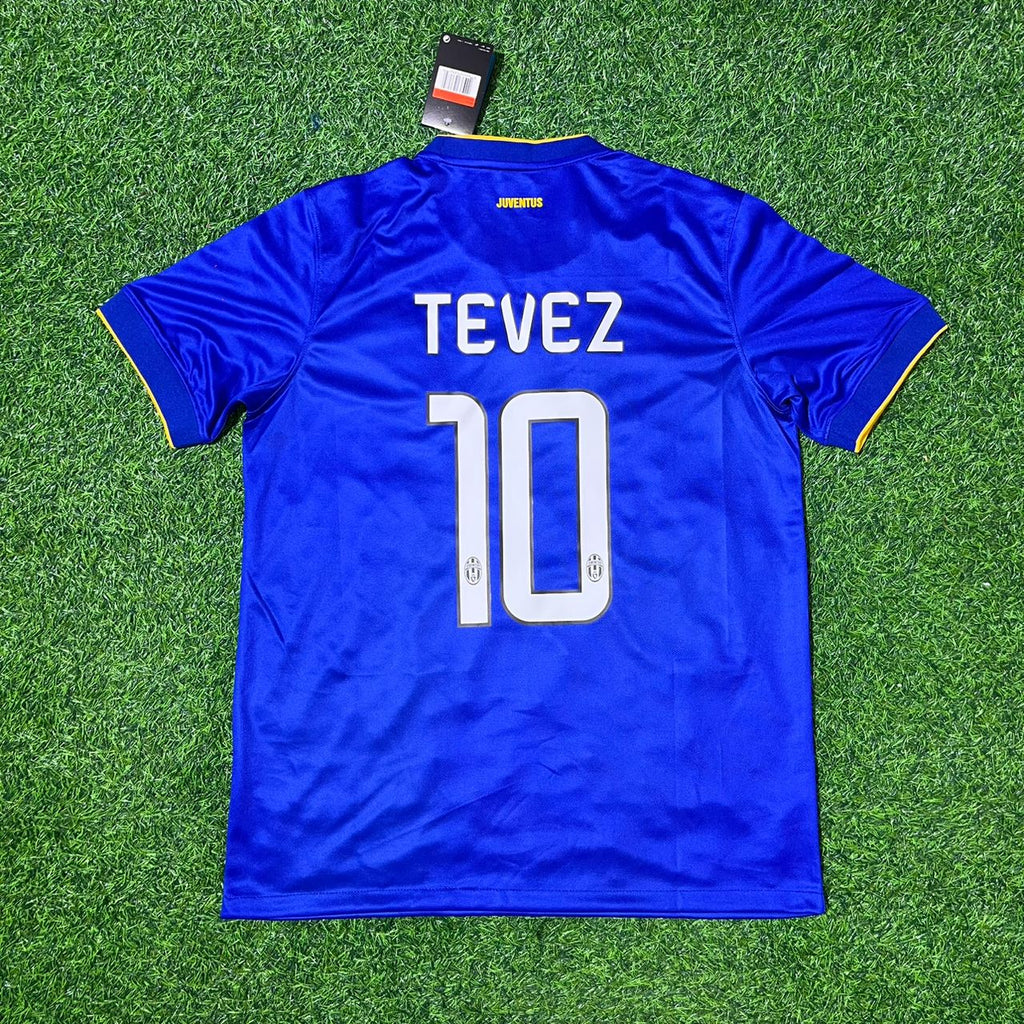 Carlos Tevez Juventus 2014/15 Retro Blue Football Jersey – Back View