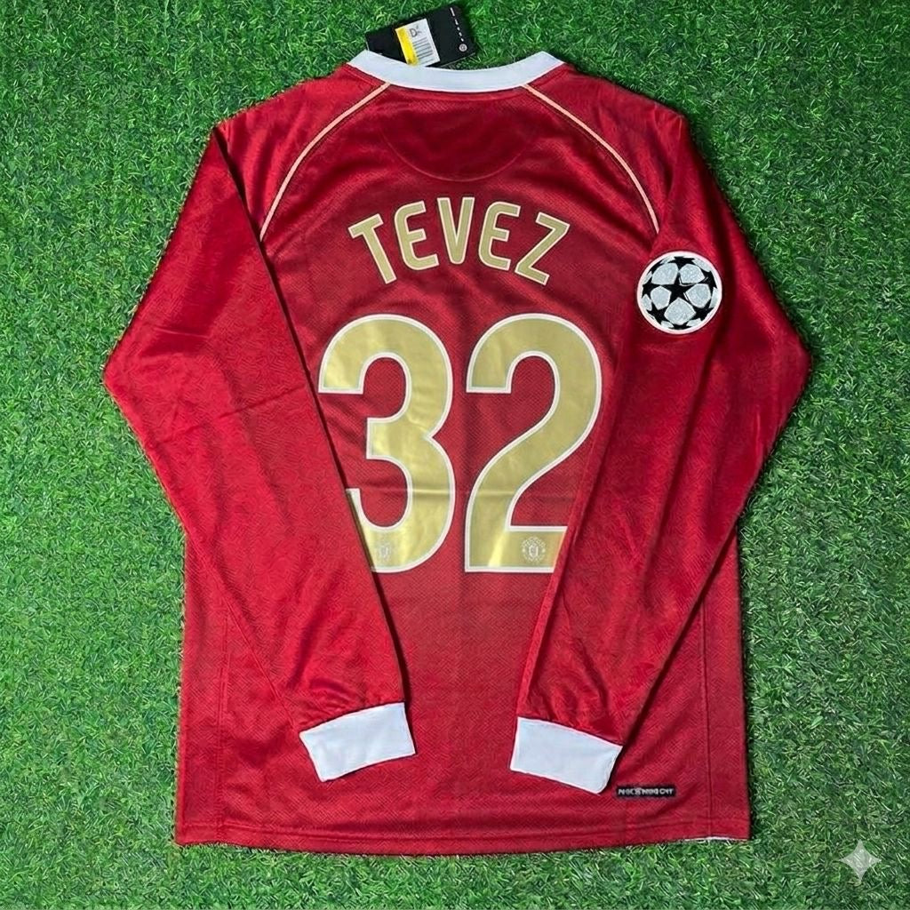 Manchester United 2006 2007 Red Golden Jersey – Carlos Tevez #32 – Back View