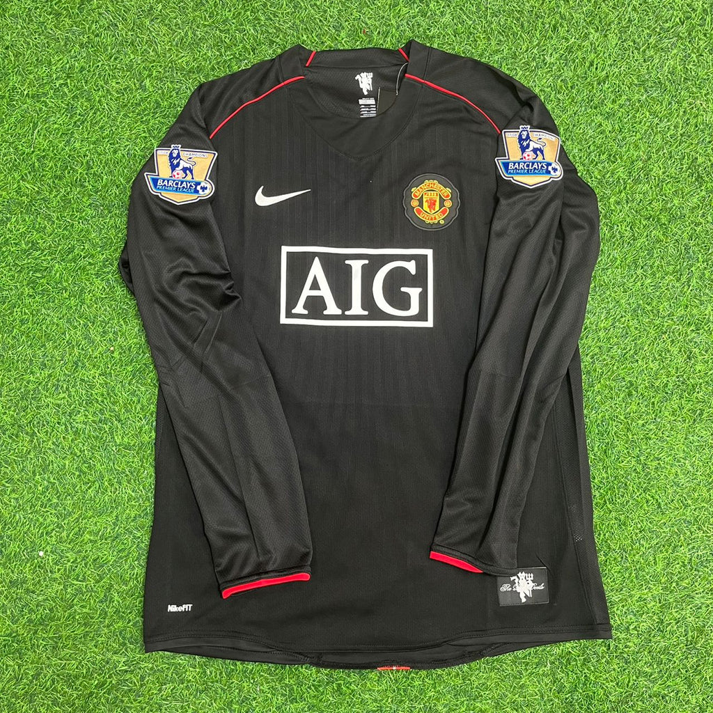 Carlos Tevez Manchester United 2007/2008 Black Retro Football Jersey – Front View