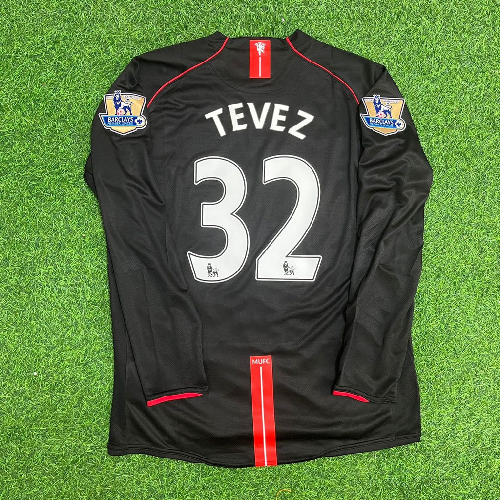 Carlos Tevez Manchester United 2007/2008 Black Retro Football Jersey – Back View