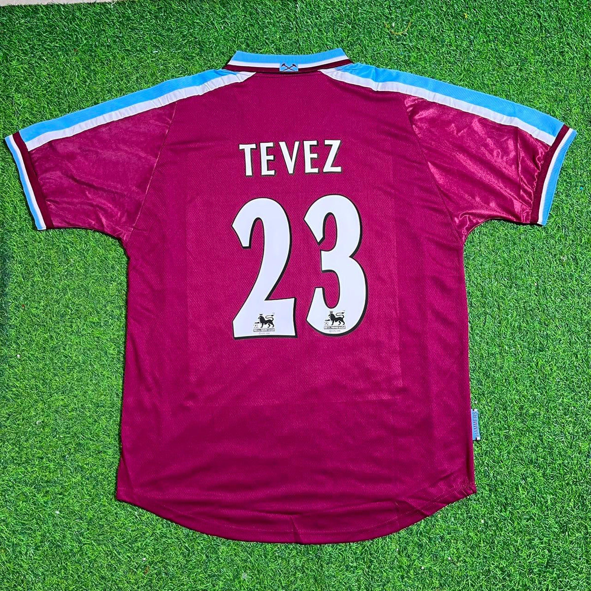 Carlos Tevez #32 West Ham United Home Retro Football Jersey – Back View