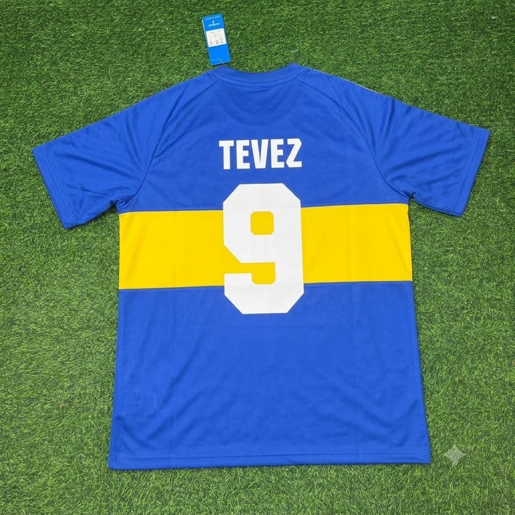 Carlos Tevez Boca Juniors Retro Football Commemorative Football Jersey – Back View