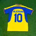 Carlos Valderrama Colombia 2001 Home Yellow Retro Football Jersey – Back View