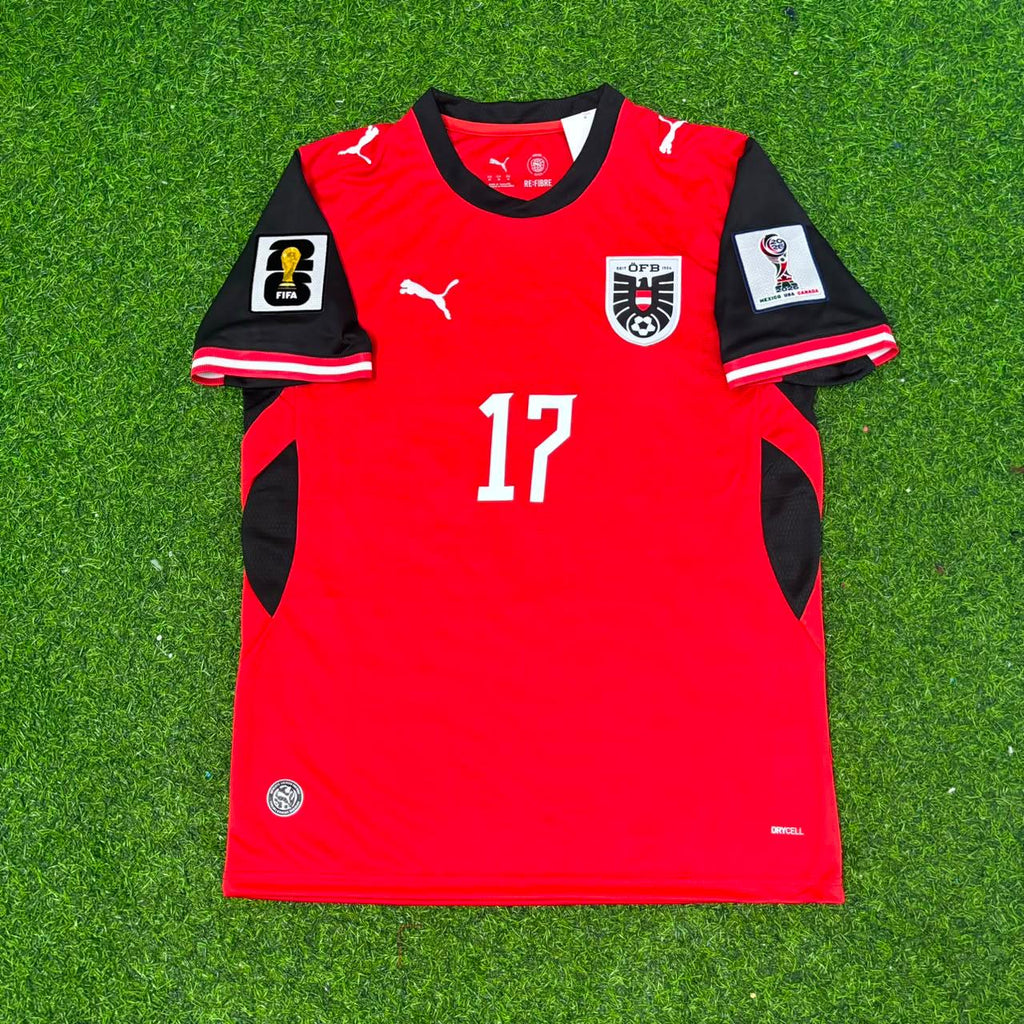 Carney Chukwuemeka Austria 2026 World Cup Home Red Football Jersey – Front View