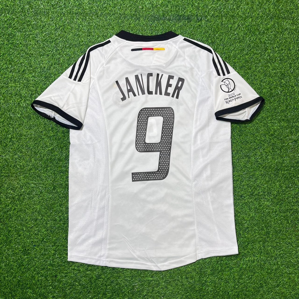 Germany Kit – Carsten Jancker Deutschland 2002 Weltmeisterschaft Weißes Retro – Back View